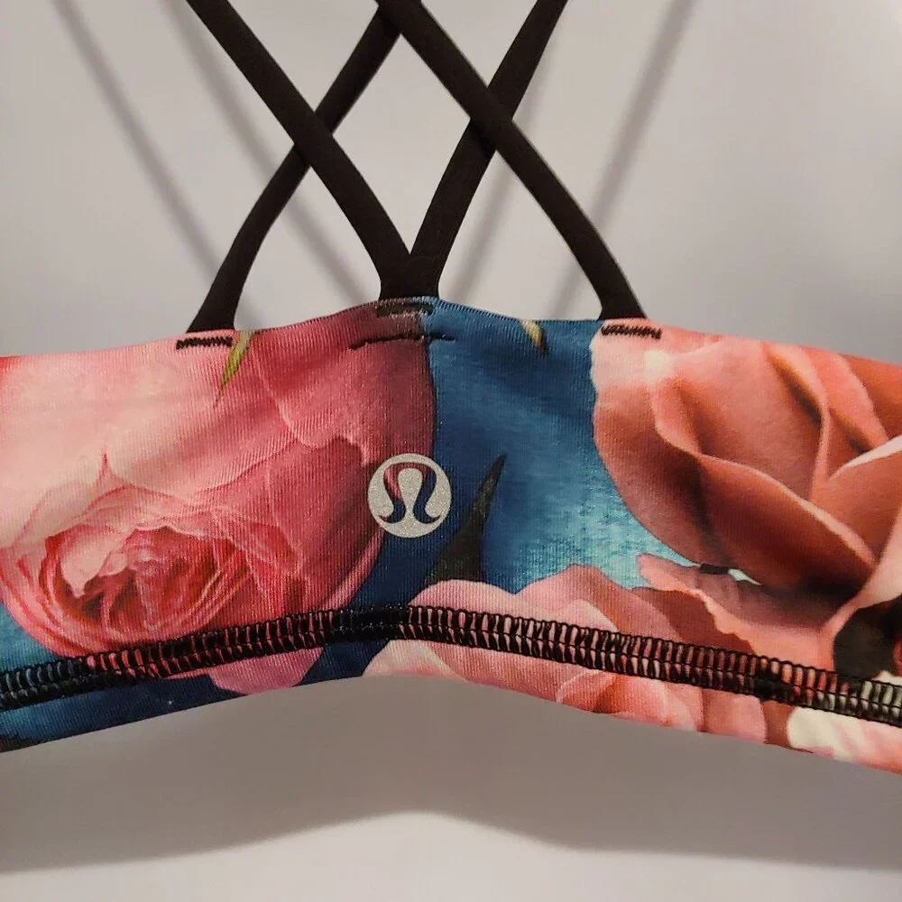 Lululemon Energy Bra Secret Garden Floral Multi Print Crisscross Back Sports Bra - Picture 6 of 7